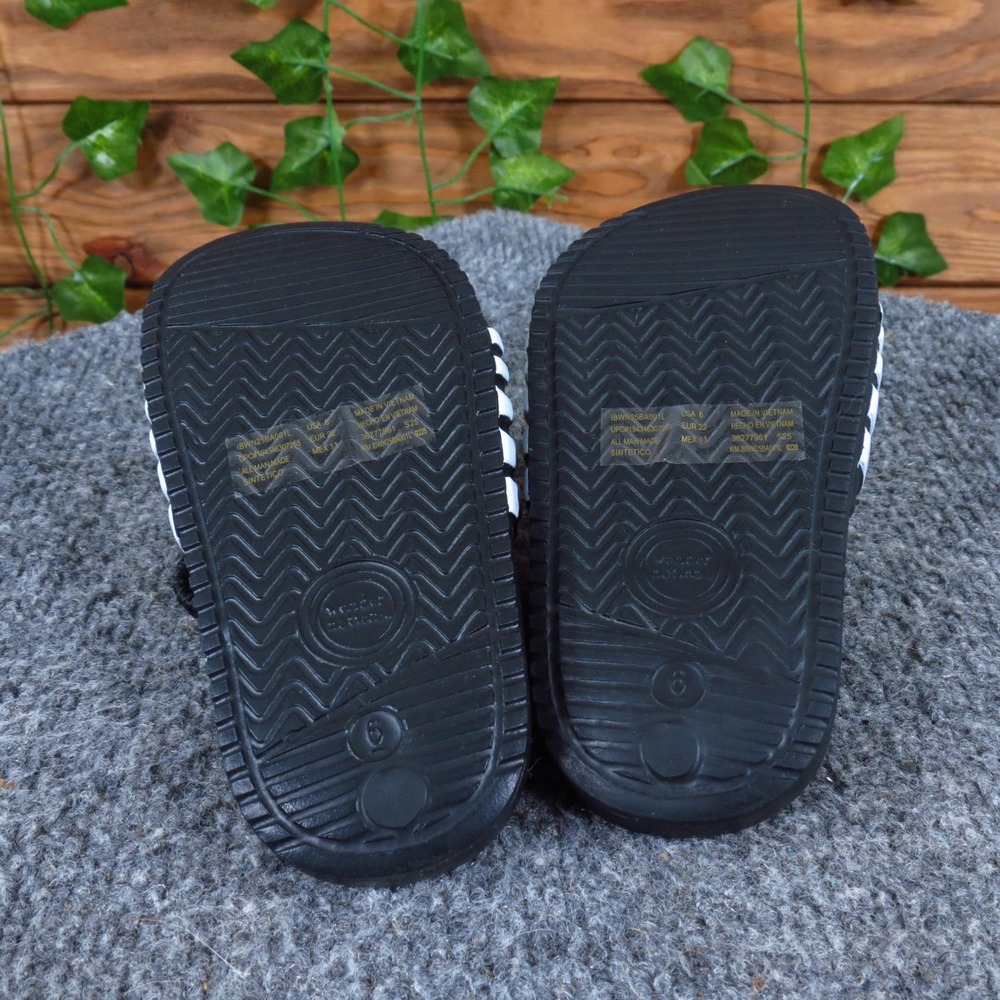 Wonder Nation Toddler Boys Slide Sandal Size 6C Casual Summer Black White Stripe - Picture 5 of 5